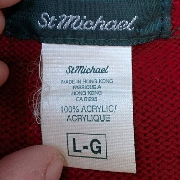 St Michael Vintage Red Acrylic Sweater Women Size Large - Picture 4 of 5